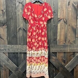 Madewell Women's Floral Maxi Dress Size 00 Cottagecore Bordered Babydoll Tulip